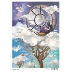 Window In The Clouds - A4 Rice Paper Moon & Me Ciao Bella Collection A4 Decoupage Rice Paper