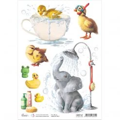 It's Bath Time - A4 Rice Paper My First Year Ciao Bella Collection A4 Decoupage Rice Paper