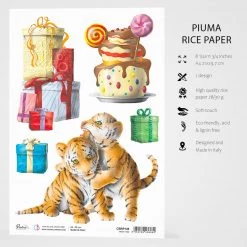 A4 Decoupage Rice Paper Party Time - A4 Rice Paper My First Year Ciao Bella Collection