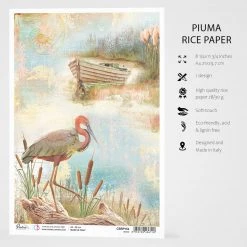 A4 Decoupage Rice Paper Heron - A4 Rice Paper Delta Ciao Bella Collection