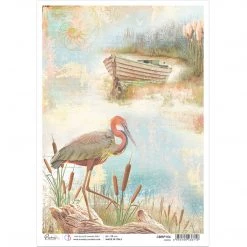 A4 Decoupage Rice Paper Heron - A4 Rice Paper Delta Ciao Bella Collection