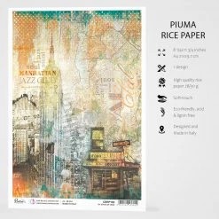 A4 Decoupage Rice Paper NY State Of Mind - A4 Rice Paper Blue Note Ciao Bella Collection