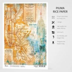 Subway - A4 Rice Paper Blue Note Ciao Bella Collection A4 Decoupage Rice Paper