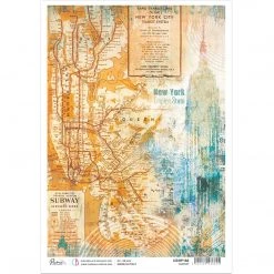 Subway - A4 Rice Paper Blue Note Ciao Bella Collection A4 Decoupage Rice Paper