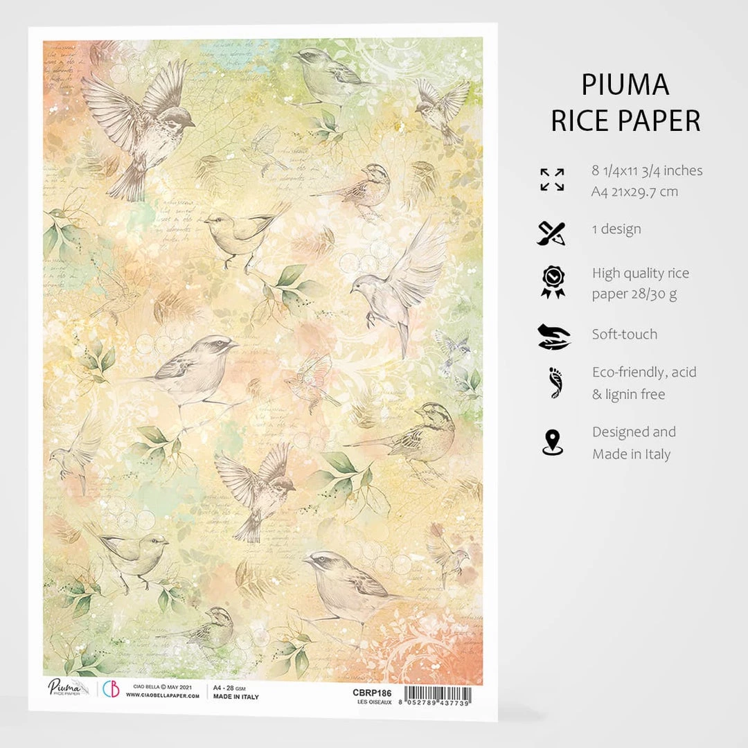 Les Oiseaux - A4 Rice Paper Notre Vie Ciao Bella Collection A4 Decoupage Rice Paper 4 Les Oiseaux - A4 Rice Paper Notre Vie Ciao Bella Collection A4 Decoupage Rice Paper