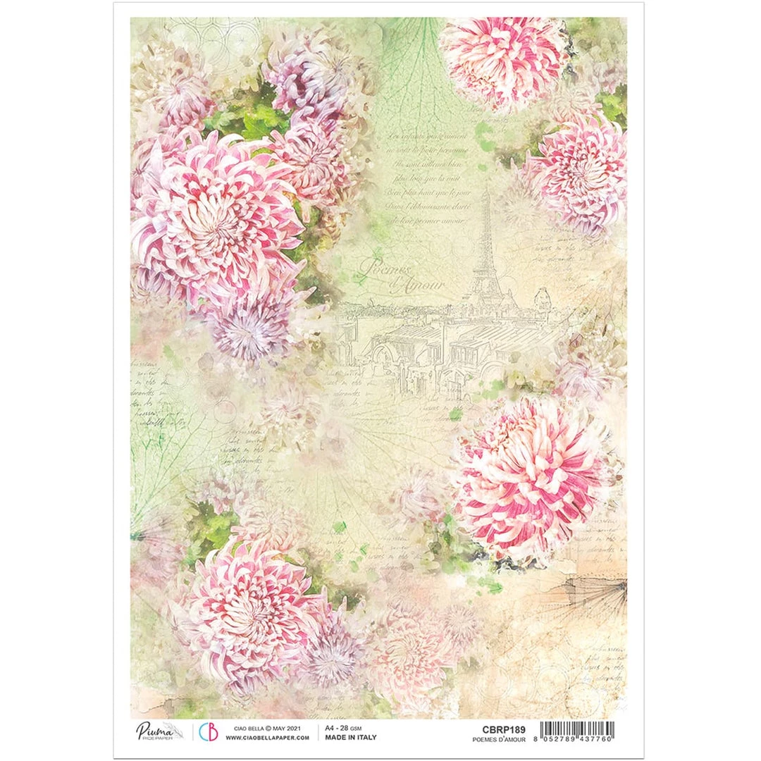 Poemes D'amour - A4 Rice Paper Notre Vie Ciao Bella Collection A4 Decoupage Rice Paper 3 Poemes D'amour - A4 Rice Paper Notre Vie Ciao Bella Collection A4 Decoupage Rice Paper