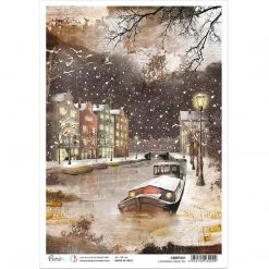 A Memorable Snowy Day - A4 Rice Paper Memories Of A Snowy Day Ciao Bella Collection A4 Decoupage Rice Paper