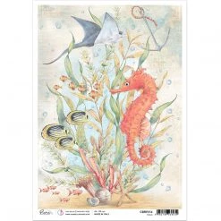 The Seahorse - A4 Rice Paper Underwater Love Ciao Bella Collection A4 Decoupage Rice Paper