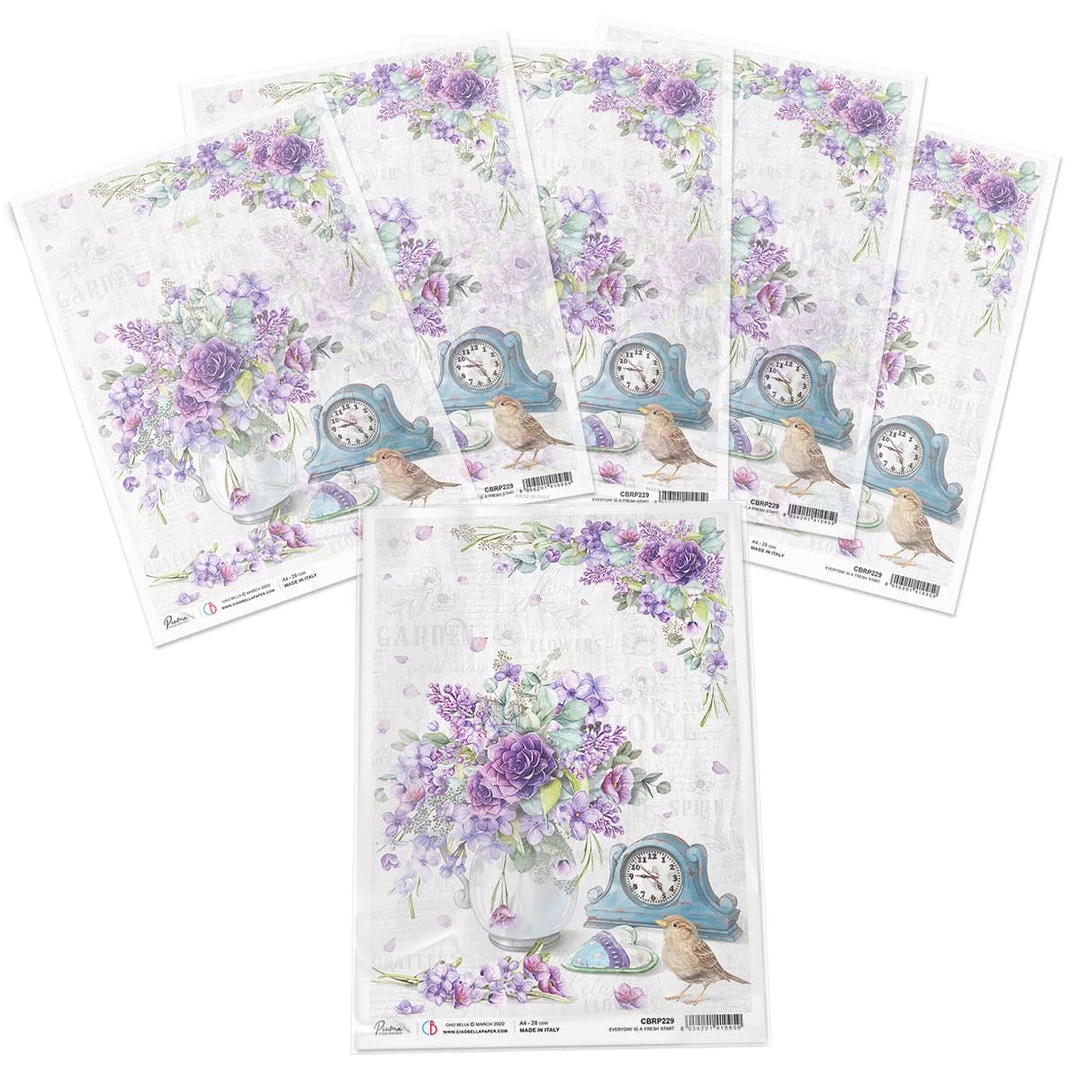 A4 Decoupage Rice Paper Everyday Is A Fresh Start - A4 Rice Paper Sparrow Hill Ciao Bella Collection 5 A4 Decoupage Rice Paper Everyday Is A Fresh Start - A4 Rice Paper Sparrow Hill Ciao Bella Collection
