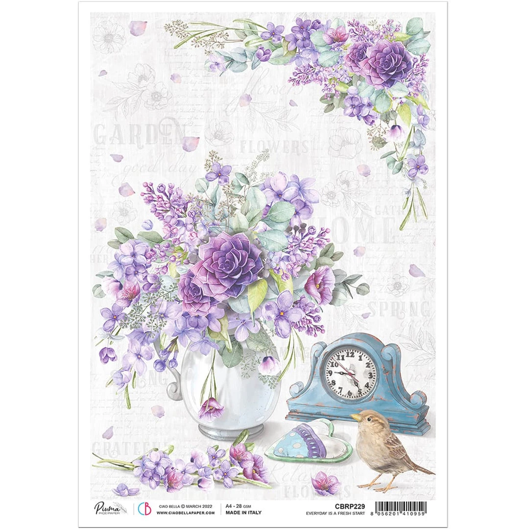 A4 Decoupage Rice Paper Everyday Is A Fresh Start - A4 Rice Paper Sparrow Hill Ciao Bella Collection 3 A4 Decoupage Rice Paper Everyday Is A Fresh Start - A4 Rice Paper Sparrow Hill Ciao Bella Collection
