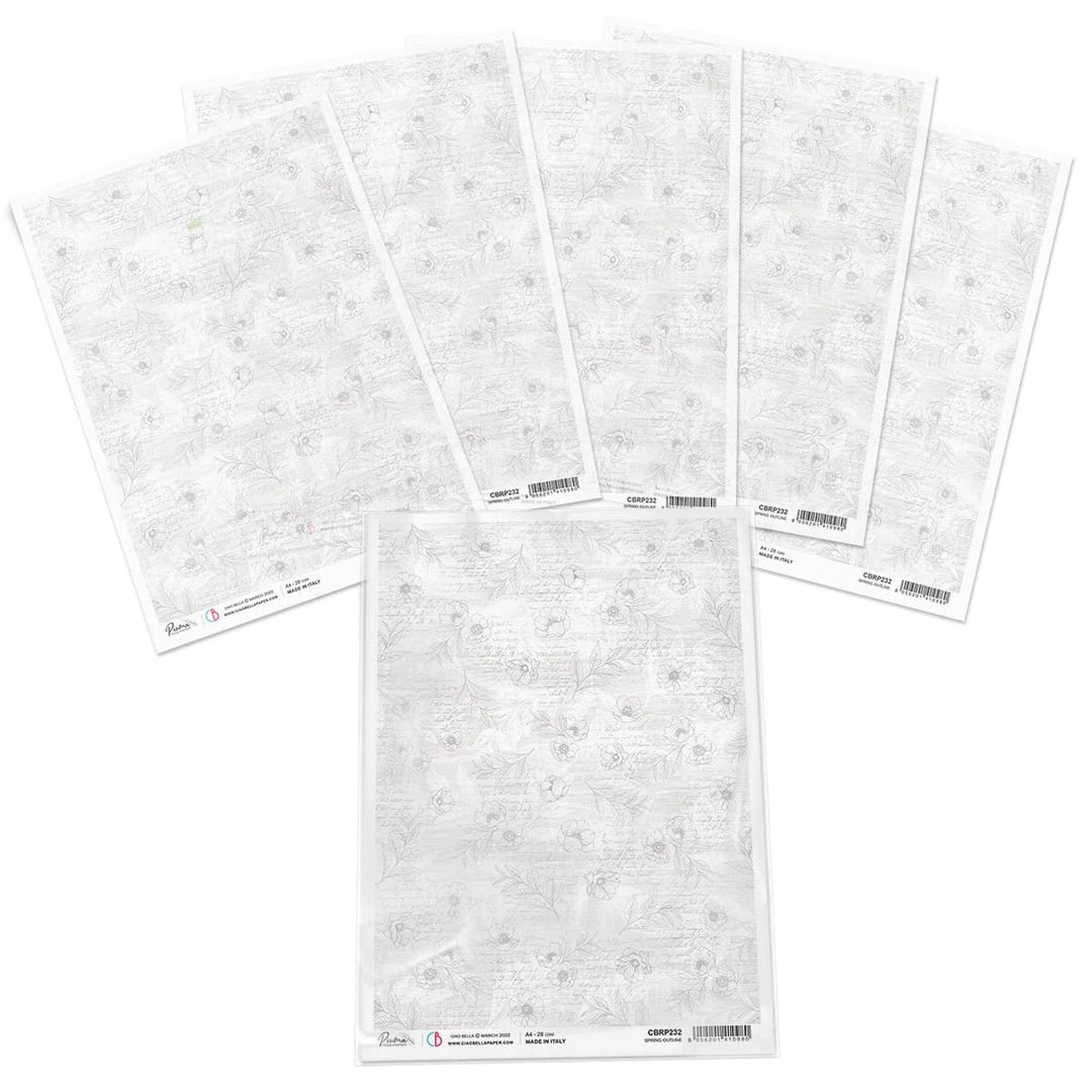 Spring Outline - A4 Rice Paper Sparrow Hill Ciao Bella Collection 5 Spring Outline - A4 Rice Paper Sparrow Hill Ciao Bella Collection