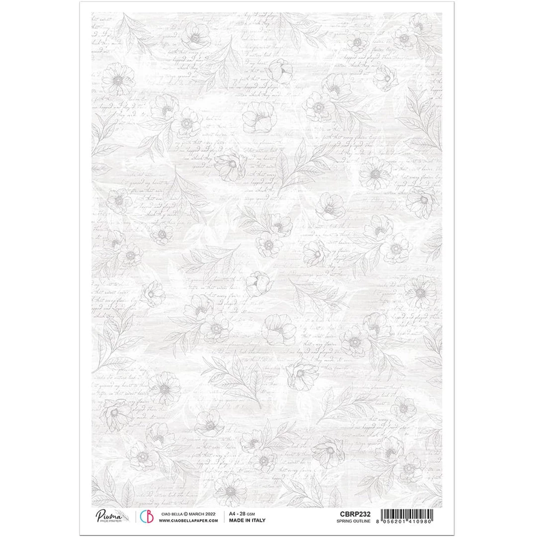 Spring Outline - A4 Rice Paper Sparrow Hill Ciao Bella Collection 3 Spring Outline - A4 Rice Paper Sparrow Hill Ciao Bella Collection