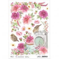 Dahlia Corner - A4 Rice Paper Sparrow Hill Ciao Bella Collection A4 Decoupage Rice Paper