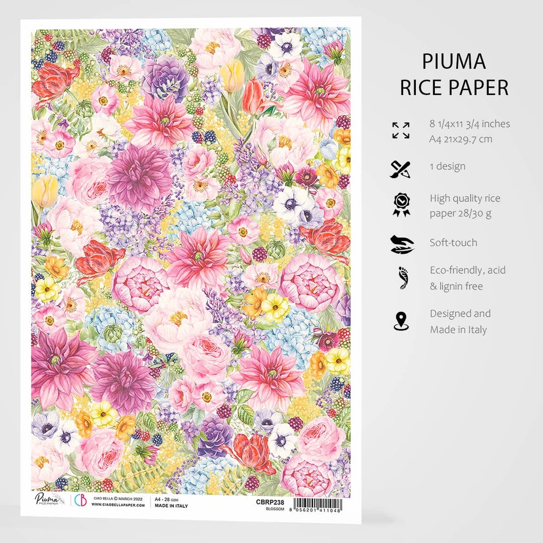 A4 Decoupage Rice Paper Blossom - A4 Rice Paper Sparrow Hill Ciao Bella Collection 4 A4 Decoupage Rice Paper Blossom - A4 Rice Paper Sparrow Hill Ciao Bella Collection