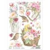 A4 Decoupage Rice Paper Bouquet Of Peonies - A4 Rice Paper Sparrow Hill Ciao Bella Collection
