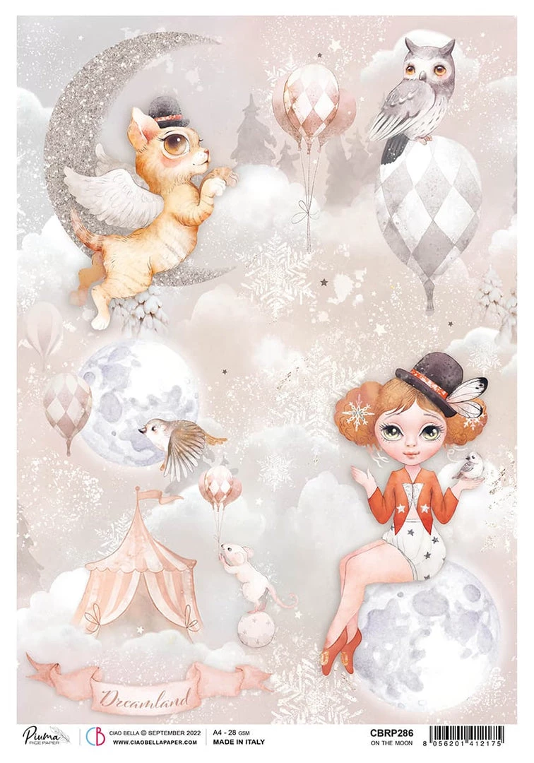 Wholesale PRE-ORDER On The Moon - A4 Ciao Bella Rice Paper Dreamland Ciao Bella Collection 3 Wholesale PRE-ORDER On The Moon - A4 Ciao Bella Rice Paper Dreamland Ciao Bella Collection