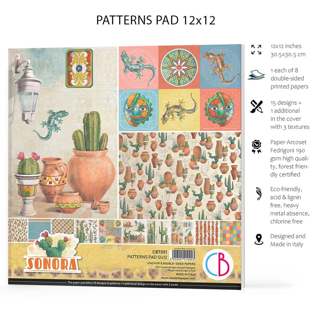Papercraft & Scrapbooking Sonora Patterns Pad 12x12 8/Pkg By Ciao Bella 7 Papercraft & Scrapbooking Sonora Patterns Pad 12x12 8/Pkg By Ciao Bella
