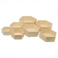 All Paint Products DIY Wood Products Wood Hexagon Floating Shelf Set - 7 Piece Collection