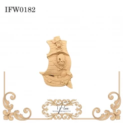 IFlex Wood Products Pirate Ship Applique IFW 0182 Nautical