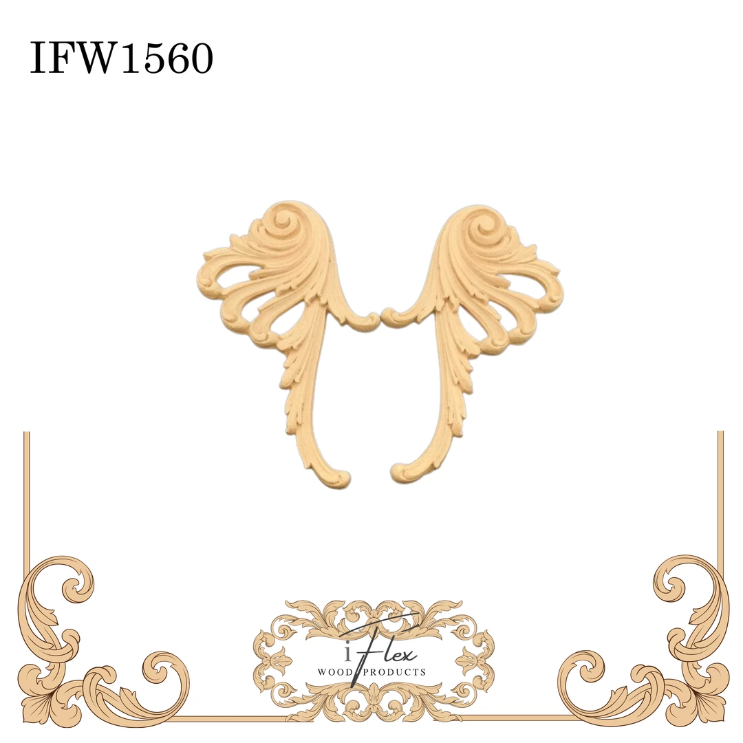 IFlex Wood Products Pair Of Scroll Appliques IFW 1560 3 IFlex Wood Products Pair Of Scroll Appliques IFW 1560