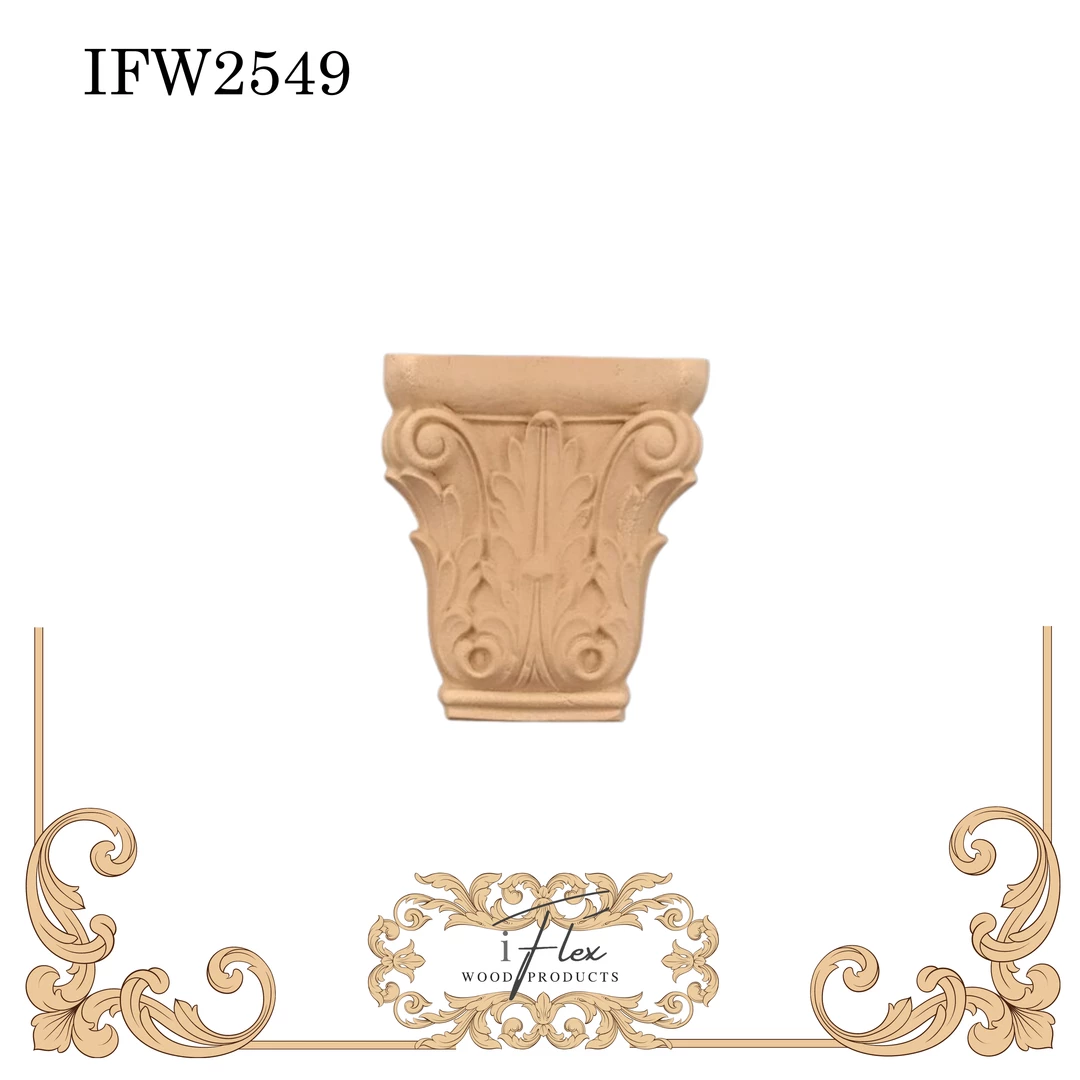 IFlex Wood Products Petite Corinthian Capital - IFW 2549 3 IFlex Wood Products Petite Corinthian Capital - IFW 2549
