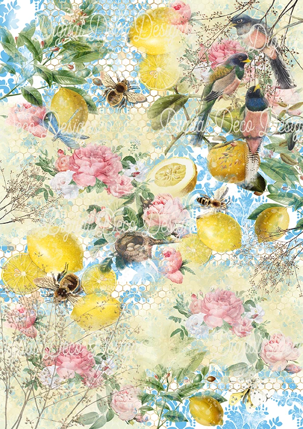 All Paint Products Lemon Woods A4 Rice Paper Digital Deco Design Collection 3 All Paint Products Lemon Woods A4 Rice Paper Digital Deco Design Collection