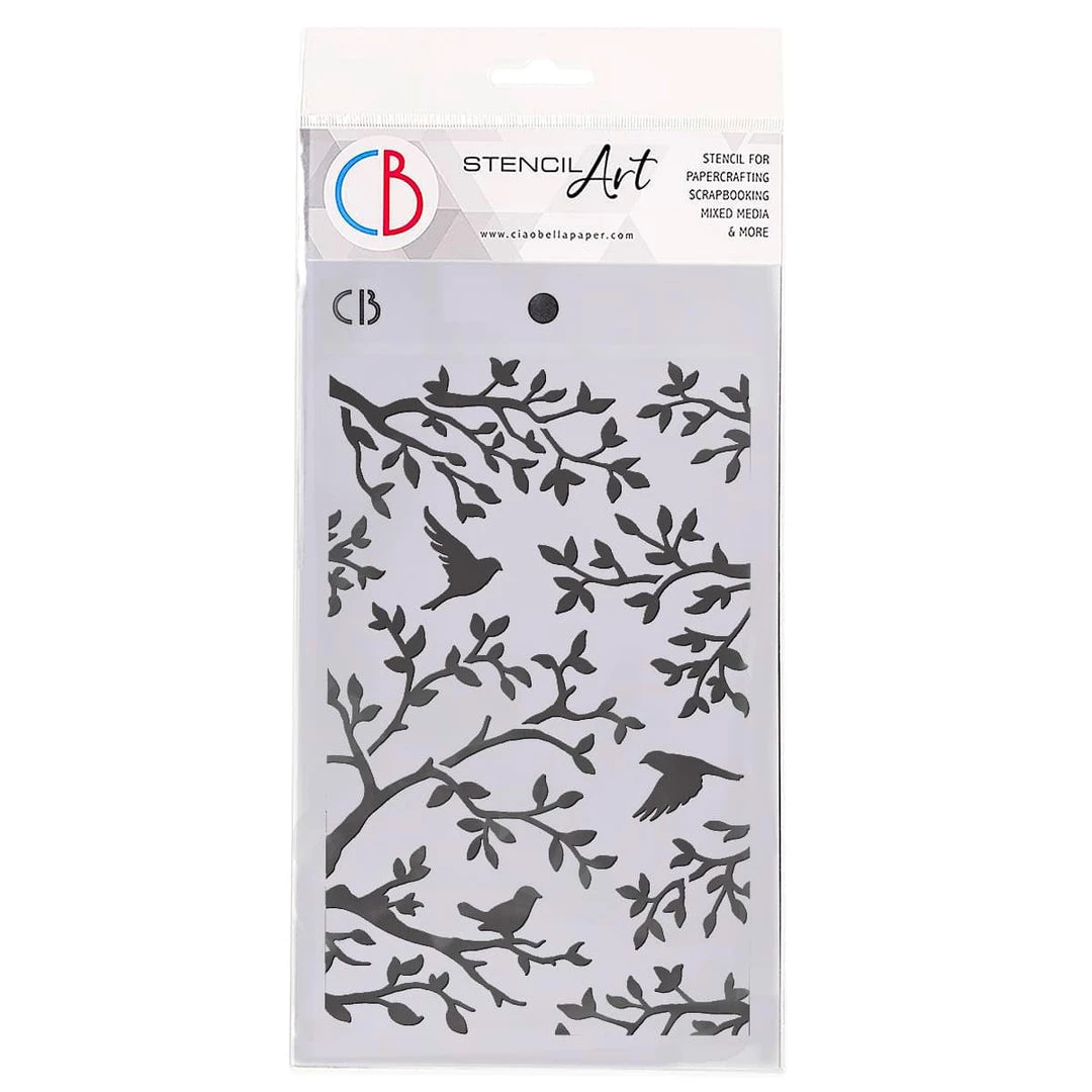 Three Birds - Texture Stencil 5x8 By Ciao Bella Stencil Art 3 Three Birds - Texture Stencil 5x8 By Ciao Bella Stencil Art