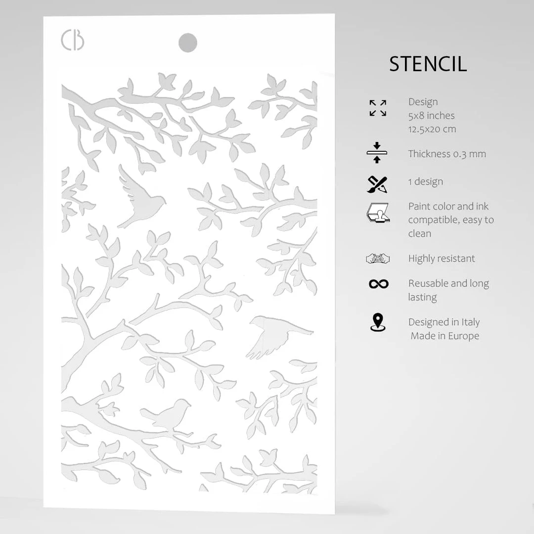 Three Birds - Texture Stencil 5x8 By Ciao Bella Stencil Art 5 Three Birds - Texture Stencil 5x8 By Ciao Bella Stencil Art