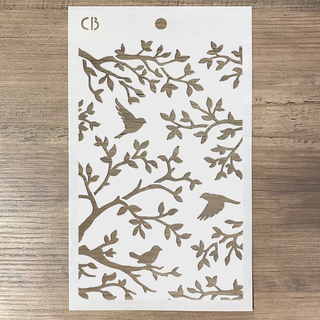 Three Birds - Texture Stencil 5x8 By Ciao Bella Stencil Art 7 Three Birds - Texture Stencil 5x8 By Ciao Bella Stencil Art