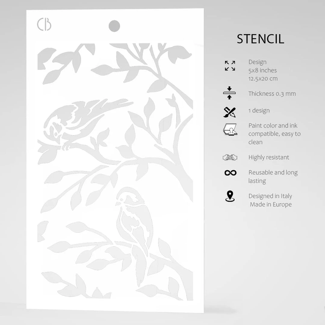 5x8 Stencils Two Birds - Texture Stencil 5x8 By Ciao Bella Stencil Art 5 5x8 Stencils Two Birds - Texture Stencil 5x8 By Ciao Bella Stencil Art