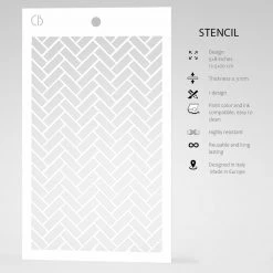 Fishbone (Herringbone) - Texture Stencil 5x8 By Ciao Bella Stencil Art