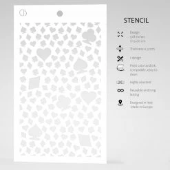 Card Suits - Texture Stencil 5x8 By Ciao Bella Stencil Art