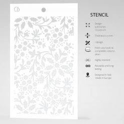 Winter Flowers - Texture Stencil 5x8 By Ciao Bella Stencil Art