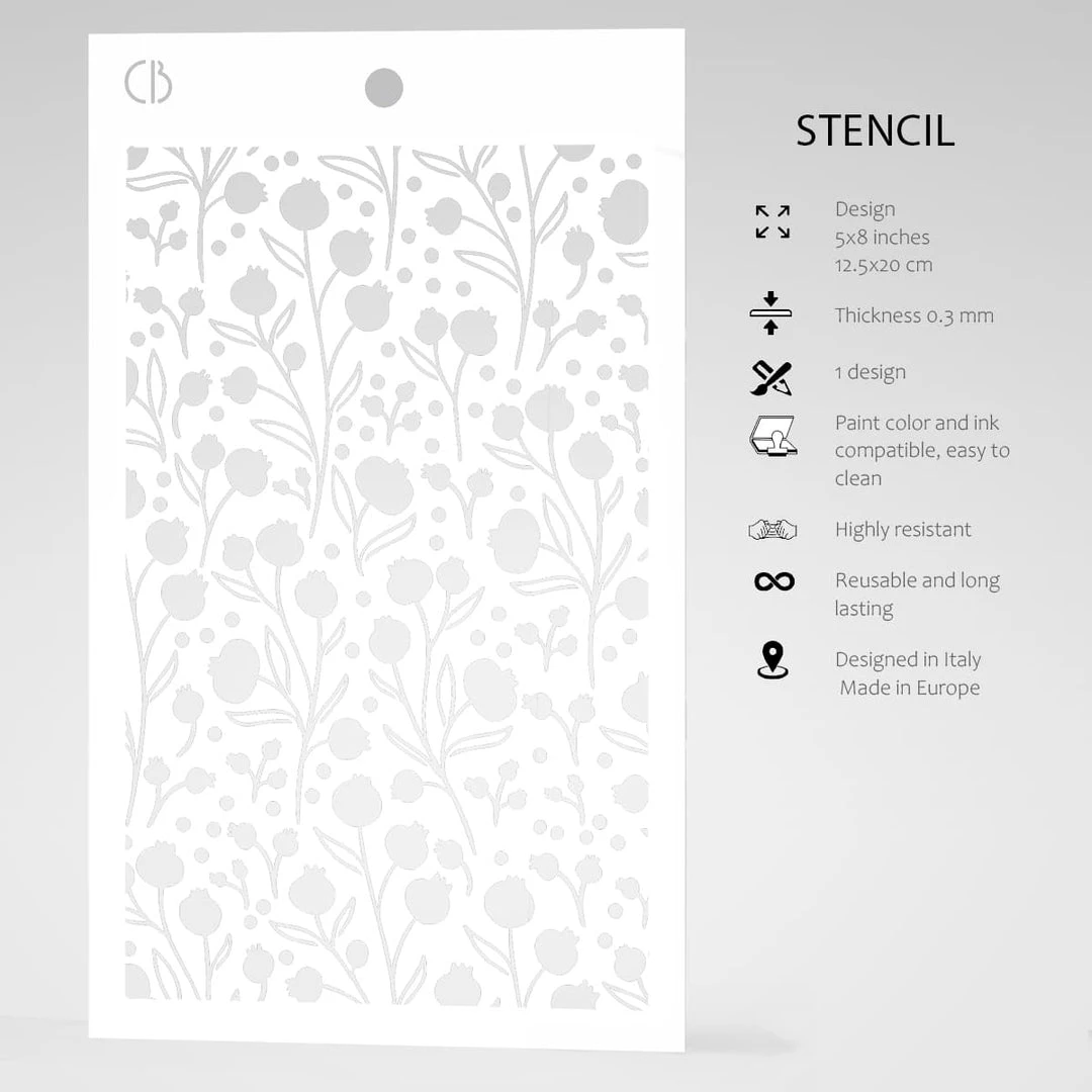 Winter Berries - Texture Stencil 5x8 By Ciao Bella Stencil Art 5 Winter Berries - Texture Stencil 5x8 By Ciao Bella Stencil Art