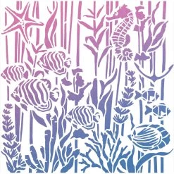 Under The Ocean - Texture Stencil 8x8 By Ciao Bella Stencil Art 8x8 Stencils