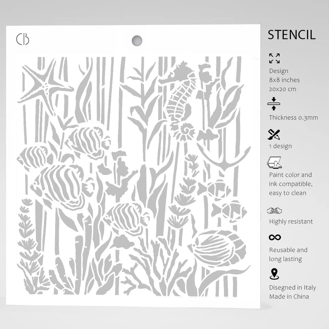 Under The Ocean - Texture Stencil 8x8 By Ciao Bella Stencil Art 8x8 Stencils 5 Under The Ocean - Texture Stencil 8x8 By Ciao Bella Stencil Art 8x8 Stencils