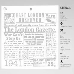 8x8 Stencils The London Gazette - Texture Stencil 8x8 By Ciao Bella Stencil Art