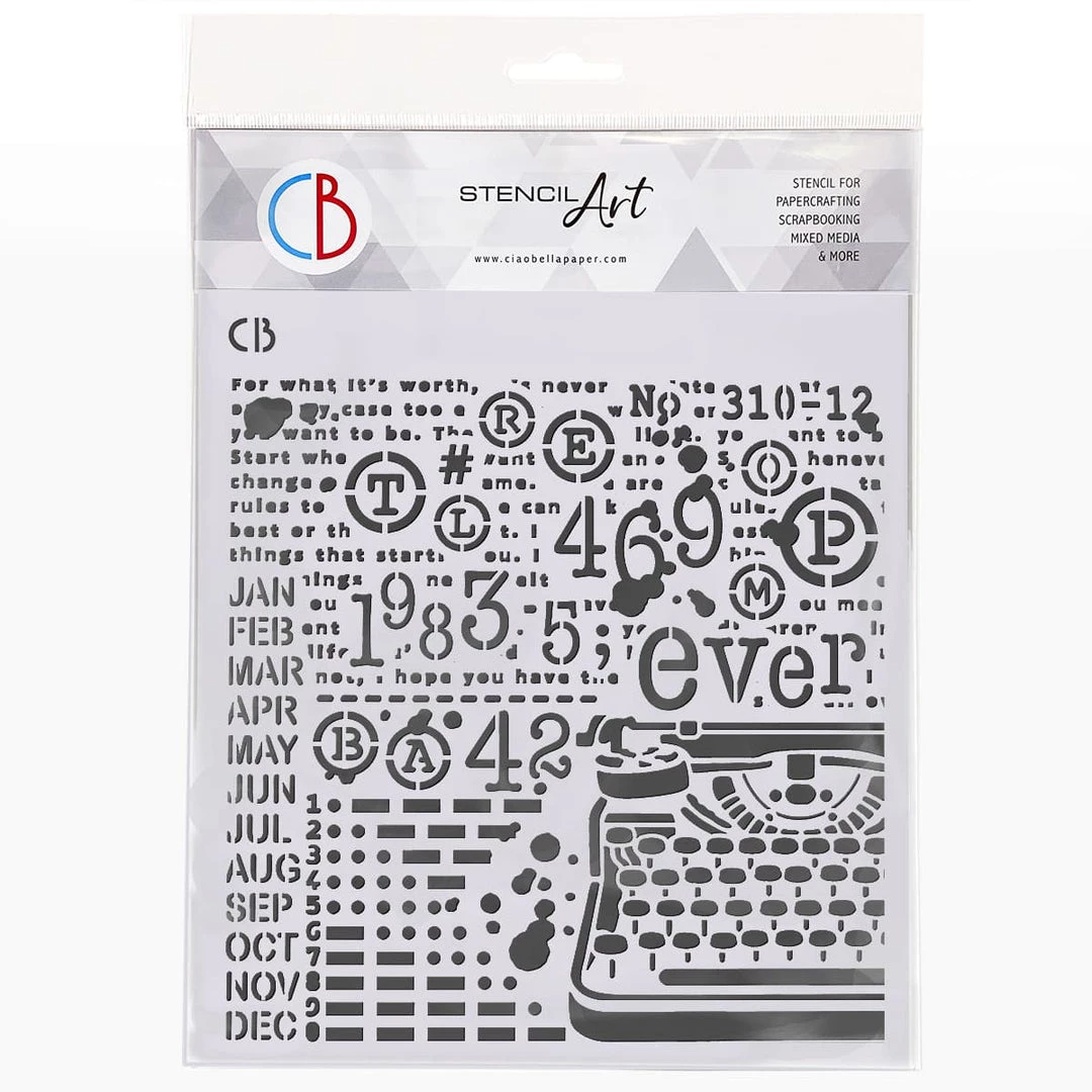 8x8 Stencils Typewriting - Texture Stencil 8x8 By Ciao Bella Stencil Art 3 8x8 Stencils Typewriting - Texture Stencil 8x8 By Ciao Bella Stencil Art