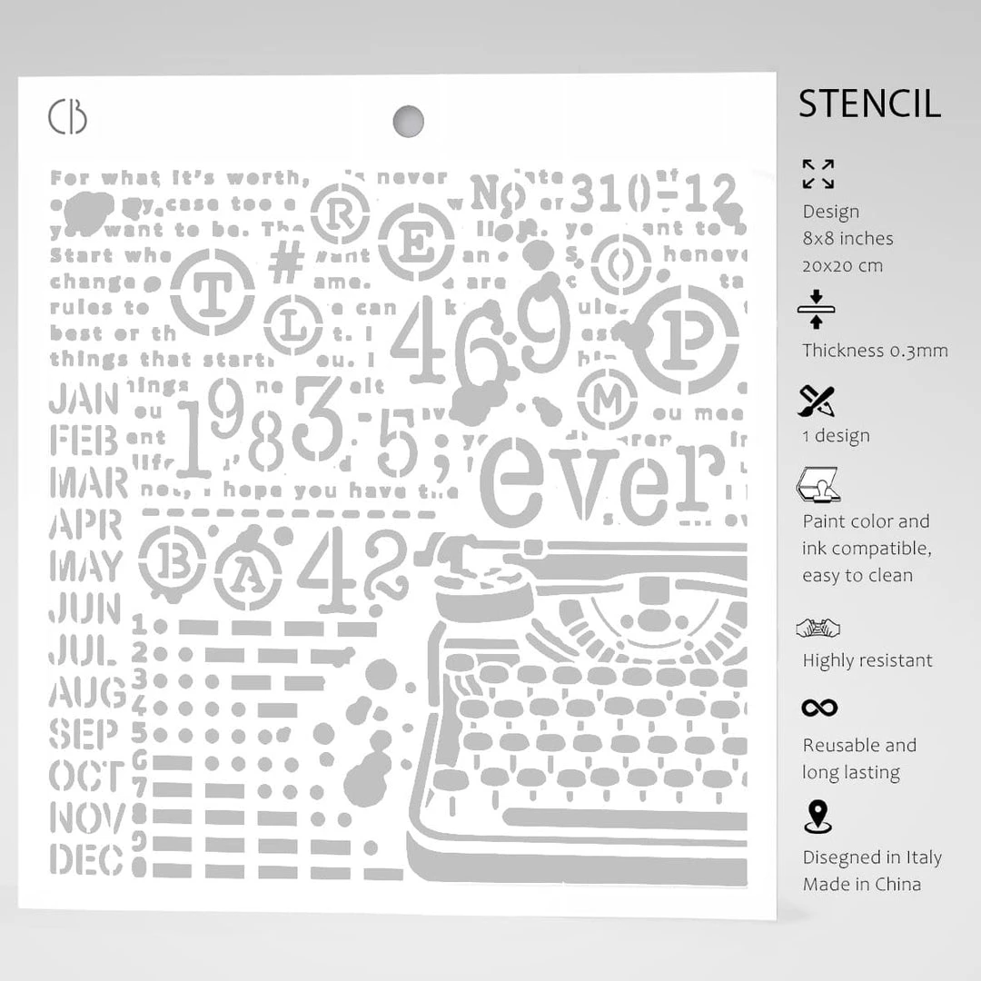 8x8 Stencils Typewriting - Texture Stencil 8x8 By Ciao Bella Stencil Art 5 8x8 Stencils Typewriting - Texture Stencil 8x8 By Ciao Bella Stencil Art