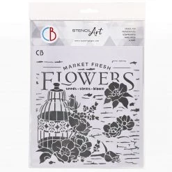 Market Fresh Flowers - Texture Stencil 8x8 By Ciao Bella Stencil Art 8x8 Stencils