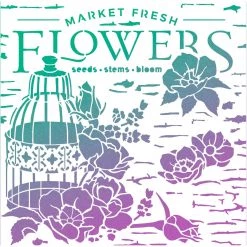 Market Fresh Flowers - Texture Stencil 8x8 By Ciao Bella Stencil Art 8x8 Stencils