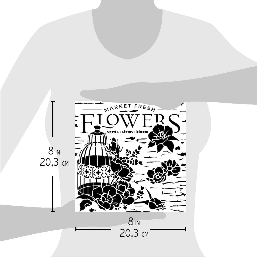 Market Fresh Flowers - Texture Stencil 8x8 By Ciao Bella Stencil Art 8x8 Stencils 6 Market Fresh Flowers - Texture Stencil 8x8 By Ciao Bella Stencil Art 8x8 Stencils