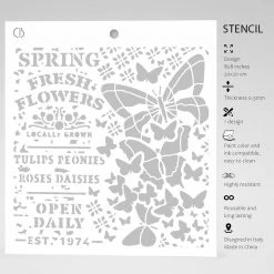 Spring Fresh Flowers - Texture Stencil 8x8 By Ciao Bella Stencil Art 8x8 Stencils