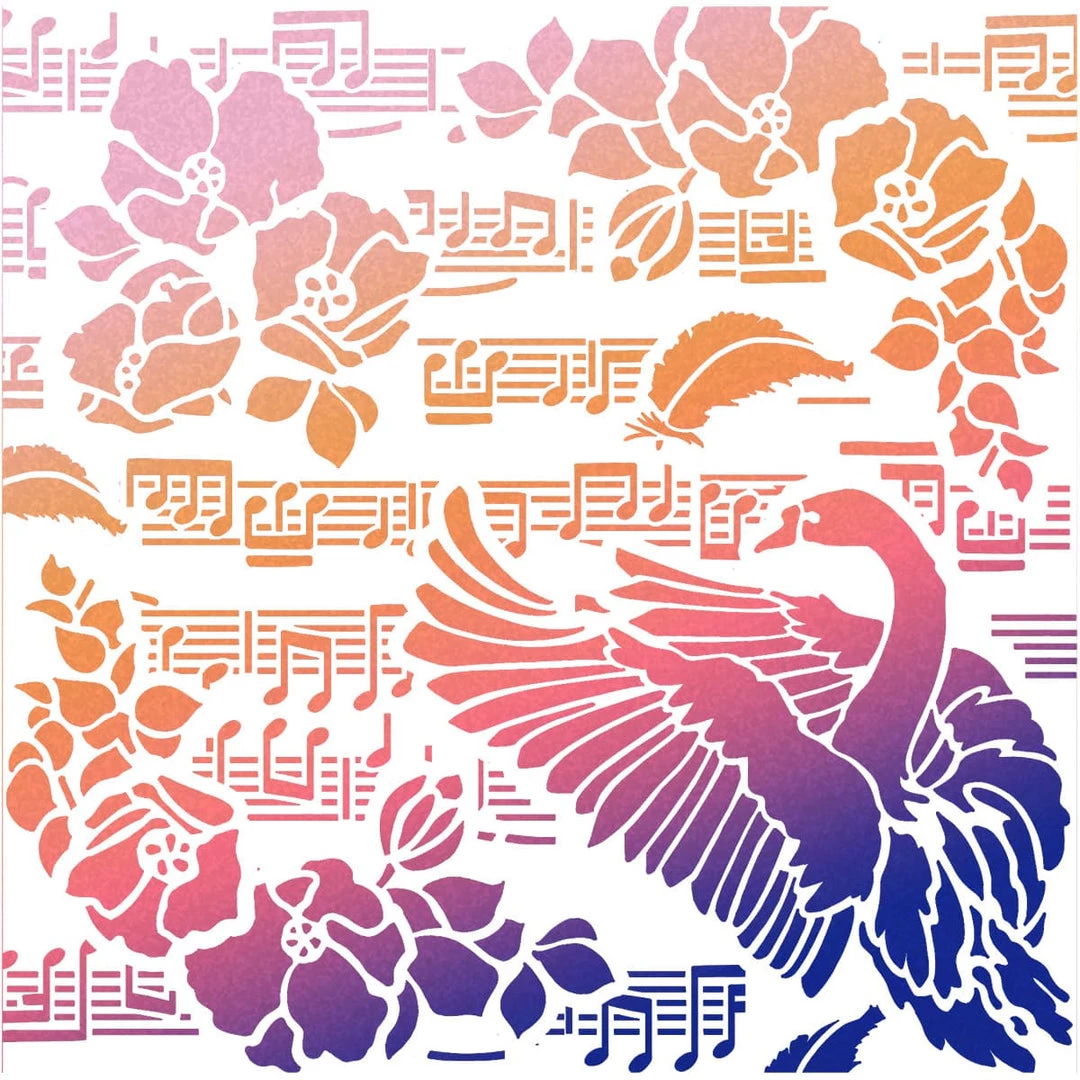 Black Swan - Texture Stencil 8x8 By Ciao Bella Stencil Art 4 Black Swan - Texture Stencil 8x8 By Ciao Bella Stencil Art