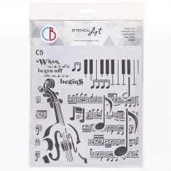 Music Begins - Texture Stencil 8x8 By Ciao Bella Stencil Art