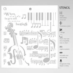 Music Begins - Texture Stencil 8x8 By Ciao Bella Stencil Art