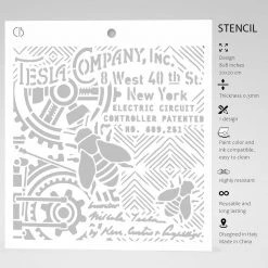Tesla Company Inc. - Texture Stencil 8x8 By Ciao Bella Stencil Art