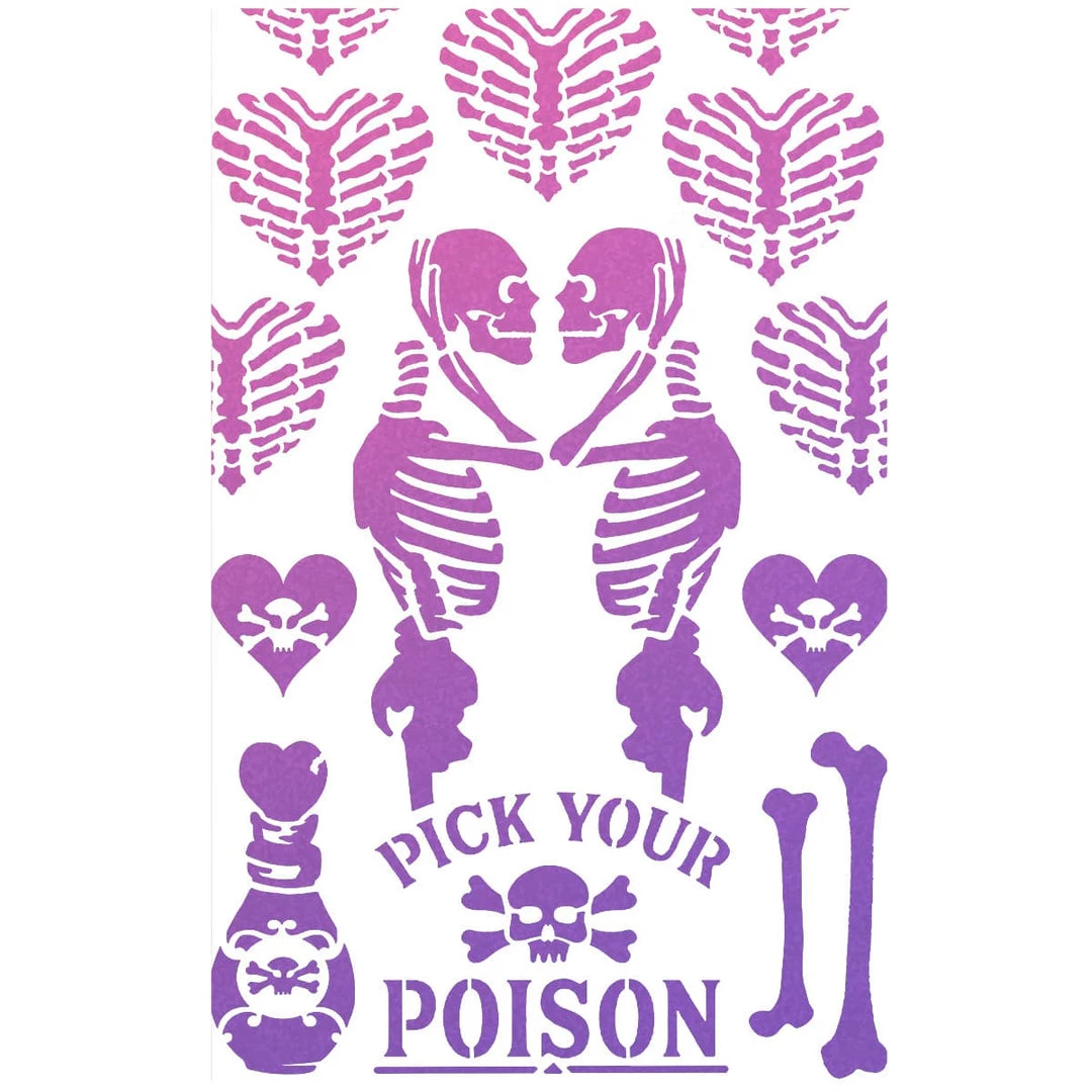 Poison Love - Texture Bad Girls Stencil 5x8 By Ciao Bella Bad Girls Stamps & Stencils 5 Poison Love - Texture Bad Girls Stencil 5x8 By Ciao Bella Bad Girls Stamps & Stencils