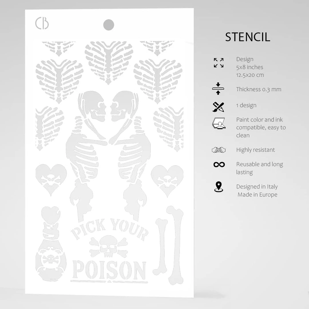 Poison Love - Texture Bad Girls Stencil 5x8 By Ciao Bella Bad Girls Stamps & Stencils 4 Poison Love - Texture Bad Girls Stencil 5x8 By Ciao Bella Bad Girls Stamps & Stencils