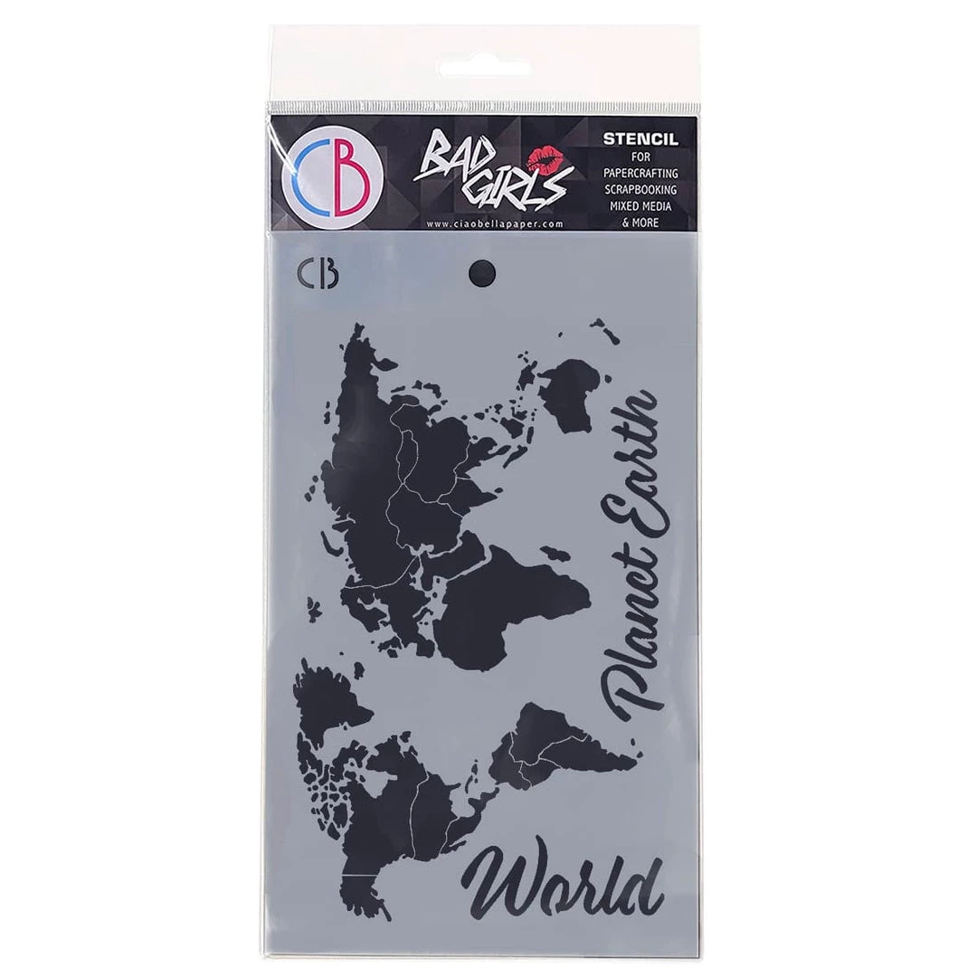 Bad Girls Stamps & Stencils World Map - Texture Bad Girls Stencil 5x8 By Ciao Bella 3 Bad Girls Stamps & Stencils World Map - Texture Bad Girls Stencil 5x8 By Ciao Bella